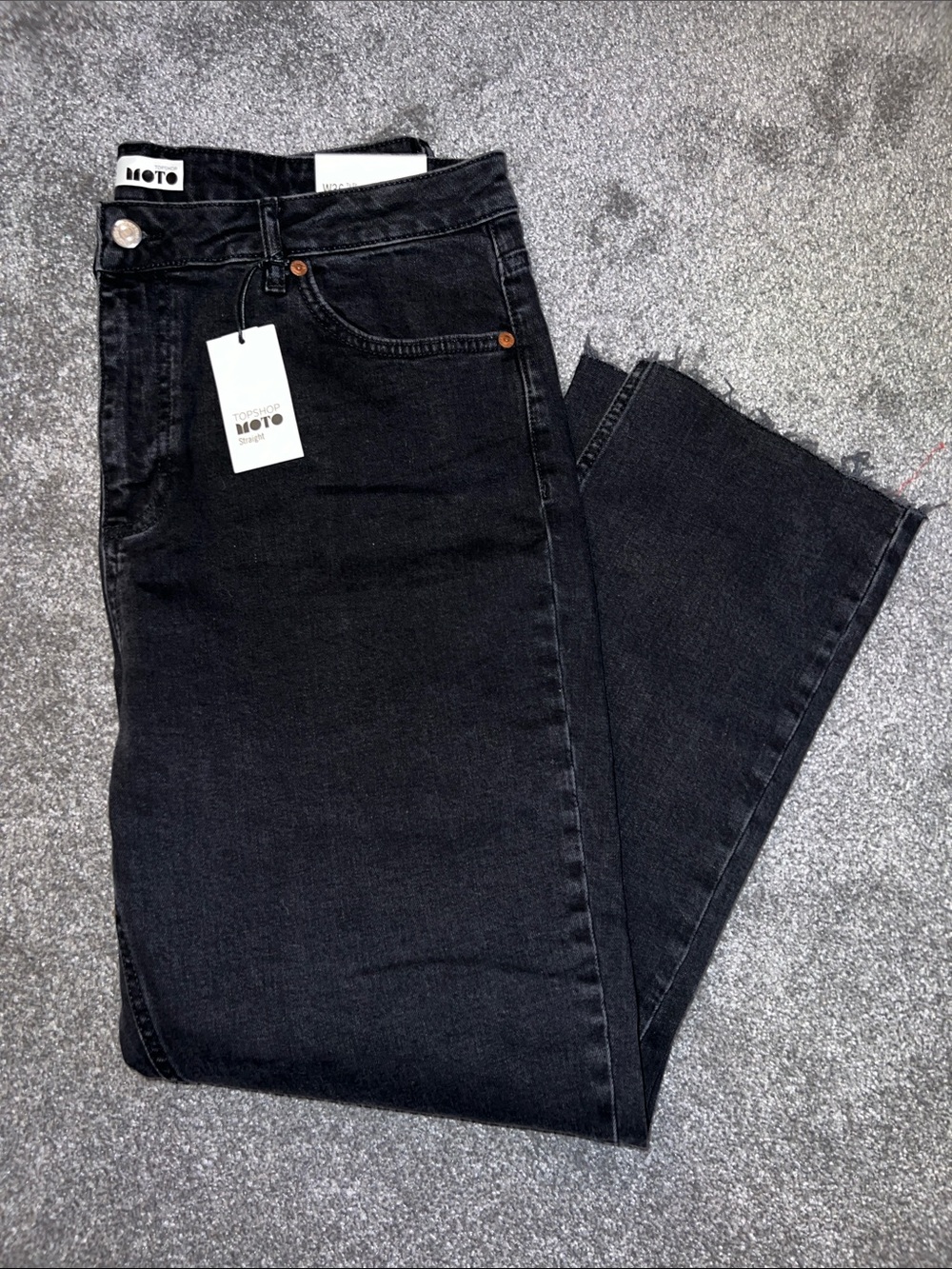 Topshop Black High-Rise Straight-Leg Jeans Women’s Size 14